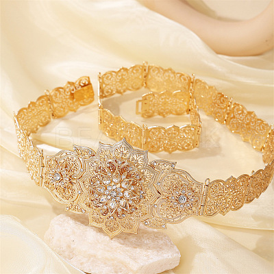 Alloy Crystal Rhinestone Flower Chain Belts for Dress FS-WG9AC90-01-1