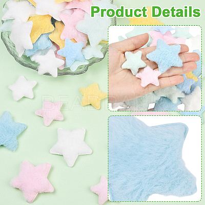 50Pcs 10 Colors Single Face Wool Fibre Cabochons FIND-SC0020-32-1