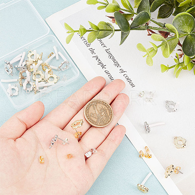 24Pcs 2 Color Alloy Flower Stud Earring Findings FIND-HY0001-56-1