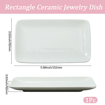 1Pc Rectangle Ceramic Jewelry Dish AJEW-BBC0002-48-1