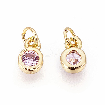 Brass with Single Cubic Zirconia Charms LS-ZIRC-F095-03G-03-1
