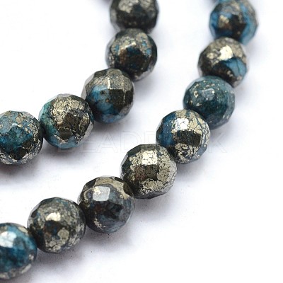 Dyed Natural Pyrite Beads Strands G-F582-C05-1