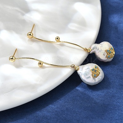 Crown Brass Stud Earrings EJEW-Z086-14G-1