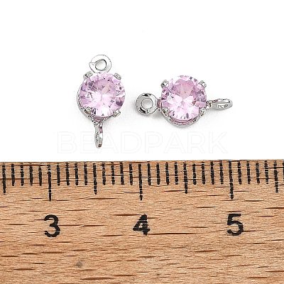 SHEGRACE Brass Pave Cubic Zirconia Flat Round Connector Charms XGRQ2O788-435B-P-1