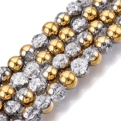 Electroplated Crackle Glass Beads Strands EGLA-N014-6mm-04-1