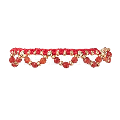 Flower Glass Seed Beads & Natural Agate Beaded Bracelets BJEW-MZ00222-05-1