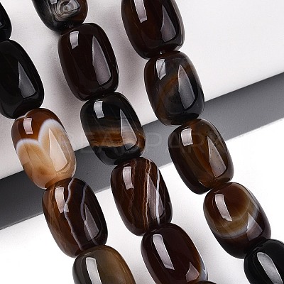 Dyed Natural Banded Agate Beads Strands G-T144-44B-1