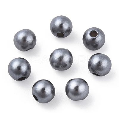 Spray Painted ABS Plastic Imitation Pearl Beads OACR-T015-05A-01-1
