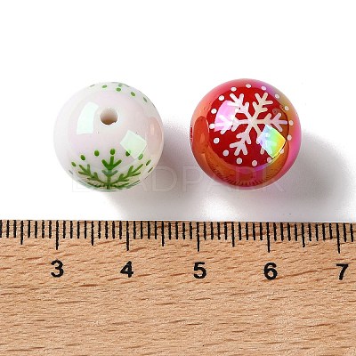 Christmas UV Plating Opaque Acrylic Beads AC-CBAA26B-16-1