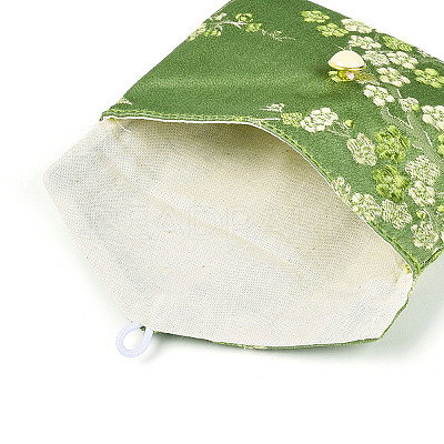 Plum Blossom Embroidery Silk Cloth Envelope Jewelry Storage Bags with Snap Button ABAG-N008-8x10-D01-1