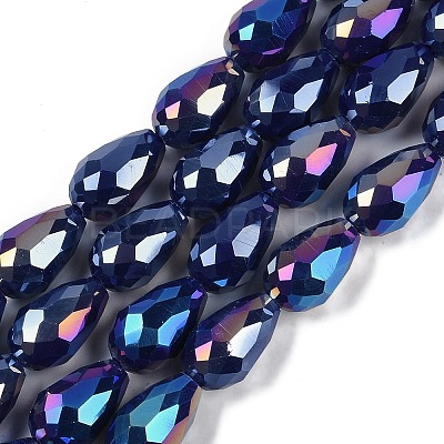 Opaque Solid Color Electroplate Glass Beads Strands EGLA-N013-P8mm-B03-1