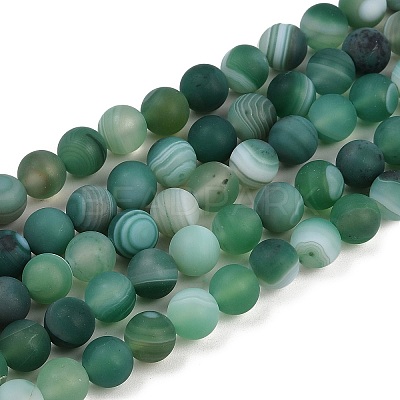 Natural Grade A Striped Agate/Banded Agate Beads Strands G-E478-08-8MM-1