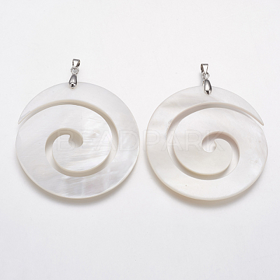 Natural White Shell Mother of Pearl Shell Big Pendants SSHEL-K022-09P-1