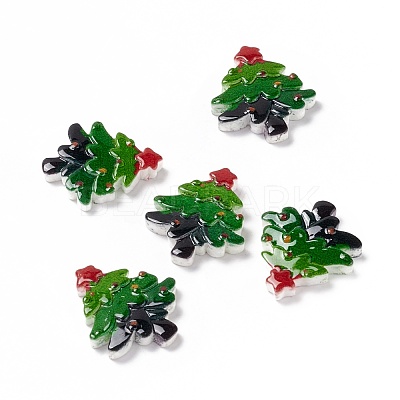 Christmas Themed Opaque Resin Cabochons CRES-P022-16-1