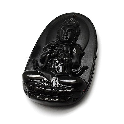 Buddhist Jewelry Natural Obsidian Large Cameo Buddha Pendants G-A133-03D-1