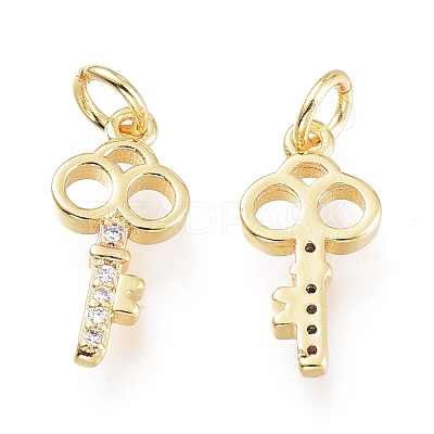 Brass Micro Pave Clear Cubic Zirconia Charms ZIRC-I048-12G-1