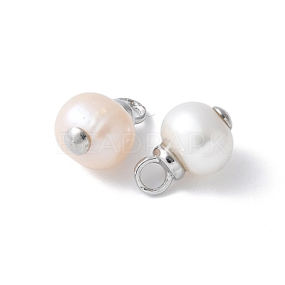 Brass with Natural Pearl Pendants KK-F892-35P-1