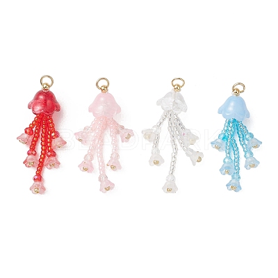 Glass Seed Beaded Pendants PALLOY-MZ01230-1