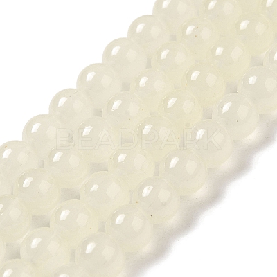 Baking Paint Imitation Jade Glass Round Bead Strands X-DGLA-Q021-8mm-01-1