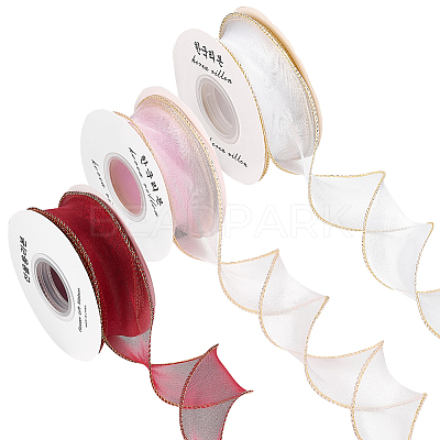 3 Rolls 3 Colors Organza Ribbons SRIB-FG0001-15-1