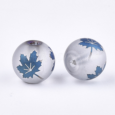 Autumn Theme Electroplate Transparent Glass Beads X-EGLA-S178-01C-1
