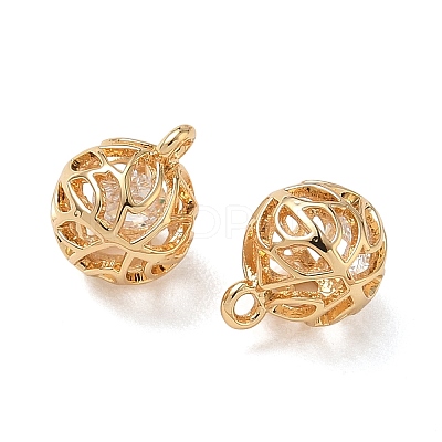 Brass Micro Pave Clear Cubic Zirconia Pendants KK-D261-01G-05-1
