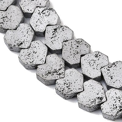 Electroplated Natural Lava Rock Beads Strands G-K388-04A-07-1