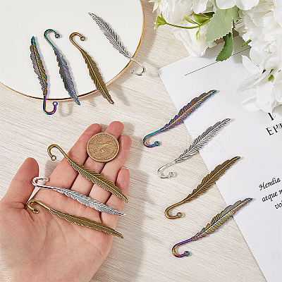 12Pcs 3 Style Alloy Bookmarks Finding with Hole PALLOY-SC0004-29-1