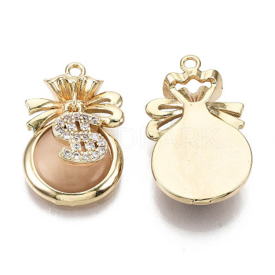 Brass Micro Cubic Zirconia Pendants KK-N231-145-NF-1