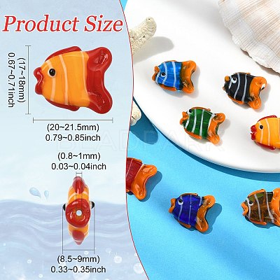 7Pcs 7 Colors Handmade Lampwork Beads LAMP-CJ0003-01-1