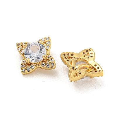 Rack Plating Brass Micro Pave Cubic Zirconia Charms KK-G513-03G-1
