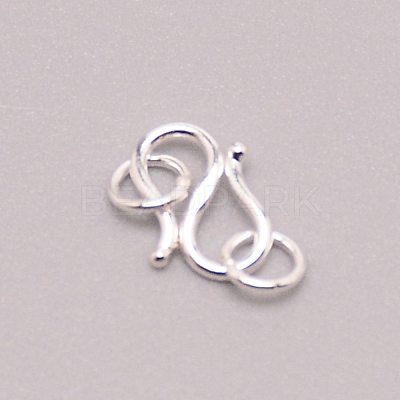 925 Sterling Silver S Shape Clasps STER-WH0001-08B-1