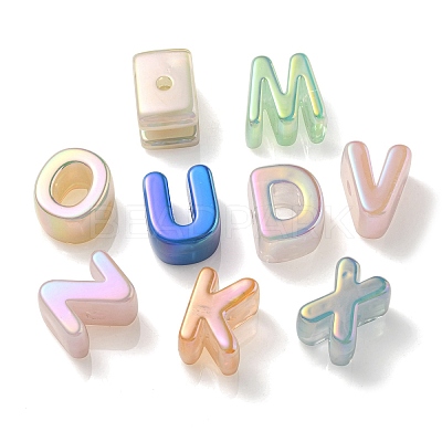Opaque Rainbow Iridescent Acrylic Beads OACR-P010-23-1