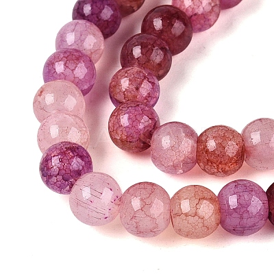 Ombre Effect Dyed Crackle Glass Beads Strands GLAA-Q106-01A-B23-1