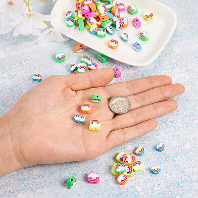 100Pcs 5 Style Handmade Polymer Clay Beads FIND-FW0001-33-1