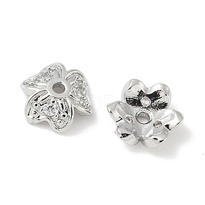Brass Micro Pave Clear Cubic Zirconia Bead Cap KK-V015-15P-1