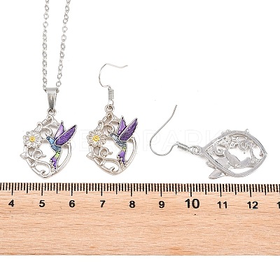 Alloy Pendant Necklaces & Stud Dangle Earrings Sets FS-WG60DFE-07-1