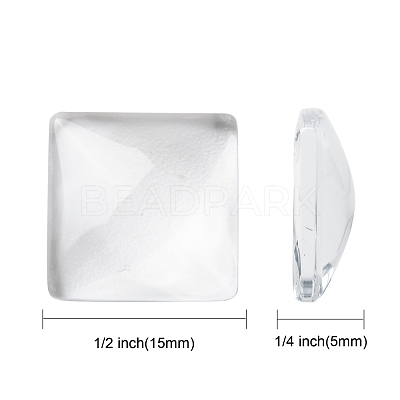 Transparent Glass Square Cabochons X-GGLA-S022-15mm-1