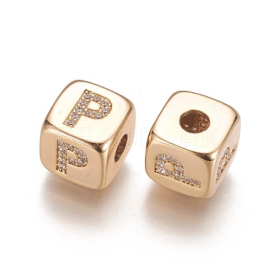 Brass Micro Pave Cubic Zirconia Beads KK-K238-16G-P-1