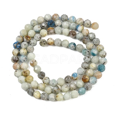 Natural Blue Azurite in Calcite Beads Strands G-P618-4mm-01-1