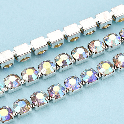 Brass Rhinestone Strass Chains CHC-T001-SS28-02S-1