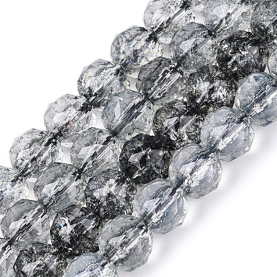 Crackle Transparent Glass Beads Strands GLAA-Q108-02A-01-1