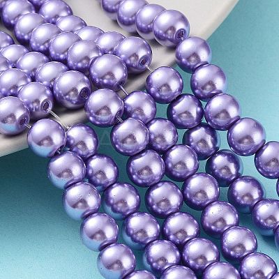 Baking Paint Pearlized Glass Pearl Round Bead Strands X-HY-Q330-8mm-27-1