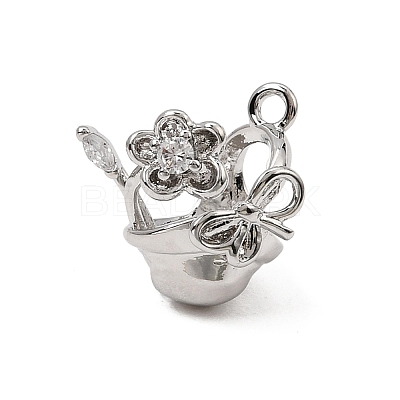 Brass Micro Pave Clear Cubic Zirconia Charms CU-CBA3D76-16P-1