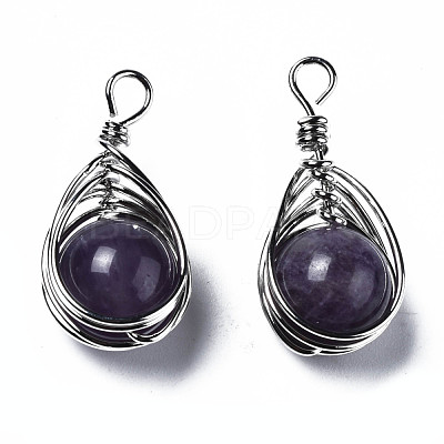 Natural Amethyst Pendants G-Q998-028-1