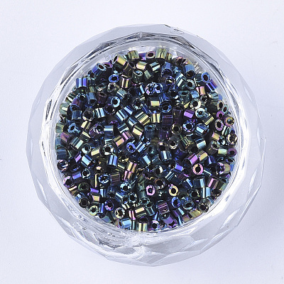 Electroplate Glass Cylinder Beads SEED-Q036-01A-B02-1