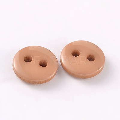 2-Hole Flat Round Resin Sewing Buttons for Costume Design BUTT-E119-14L-09-1