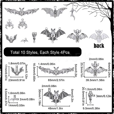 40Pcs 10 Styles Tibetan Style Alloy Pendants TIBEP-SC0003-03-1