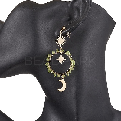 Vintage Natural Peridot Ear Studs EJEW-JE05806-02-1