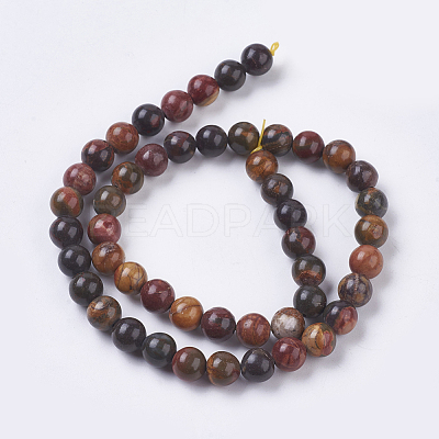 Natural Polychrome Jasper/Picasso Stone/Picasso Jasper Beads Strands G-E468-C01-6mm-1